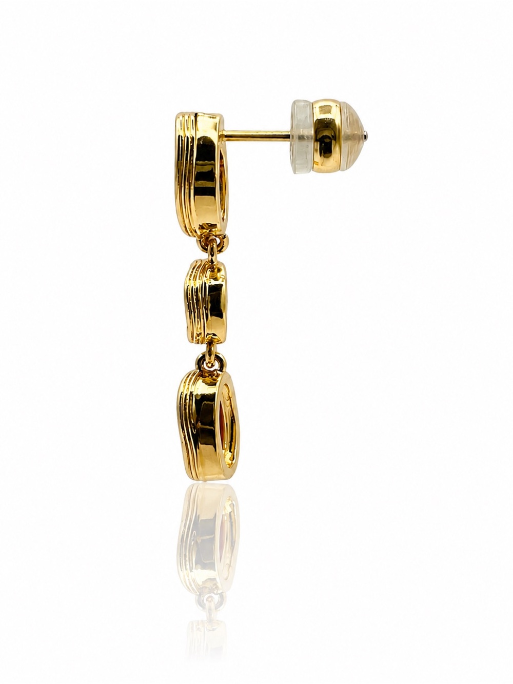 Gold Multi-Gem PVD Drop Earrings - Purple, Green & Pink - Picture 2 of 3